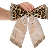 Product Decorative bow with animal print leopard pattern 20cm 3pcs