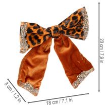 Product Decorative bow with animal print leopard pattern 20cm 3pcs