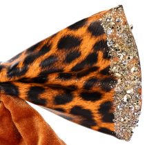 Product Decorative bow with animal print leopard pattern 20cm 3pcs