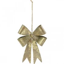 Product Loops made of metal, Christmas pendant, Advent decoration golden, antique look H18cm W12.5cm 2pcs