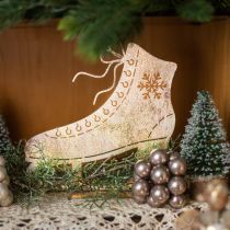 Metal ice skate, winter decoration, decorative ice skate, Christmas golden antique look H22.5cm