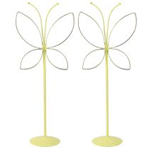 Product Butterfly Metal Decoration Stand Green Gold H29cm 2 Pcs