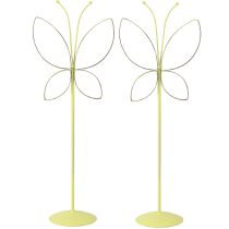 Product Butterfly Metal Decoration Spring Green Gold H35cm 2 pcs