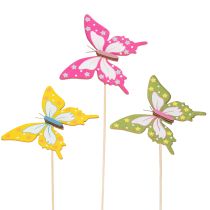 Product Flower picks, craft supplies, butterfly motif for decorating gift wrapping, 28.5cm, 12 pieces