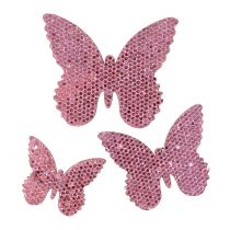 Sprinkle decoration butterfly pink glitter 5/4 / 3cm 24pcs