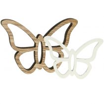 Wooden butterfly white / natural 3cm - 4.5cm 48pcs