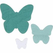 Product Butterflies to sprinkle green, mint, white wood sprinkle decoration 29pcs