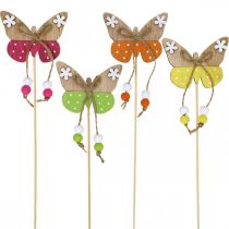 Flower stick butterfly wood decoration for sticking 7×5cm 16pcs
