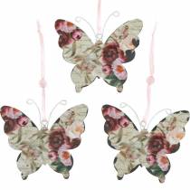 Butterfly for hanging metal deco hanger 9cm spring decoration 6pcs