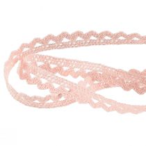 Product Decorative ribbon with crochet lace pink W9mm L20m