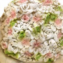 Snail with flower decoration, garden animal, decorative snail, summer decoration brown/pink/green H13.5cm L19cm