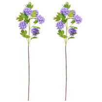 Product Snowball Artificial Flowers Purple Blossom 5 Umbels L78cm 2pcs