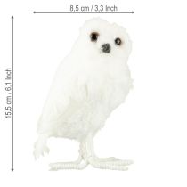 Product Snowy owl decorative owl white with fur and feathers 15.5cm 2pcs