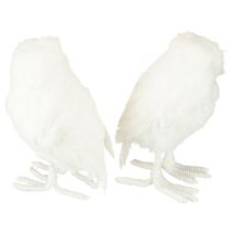 Product Snowy Owl Decorative Owl White with Fur and Feathers 15.5cm 2pcs