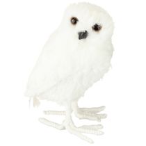 Product Snowy Owl Decorative Owl White with Fur and Feathers 15.5cm 2pcs