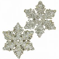Snowflake wood 4cm light gold with mica 72pcs