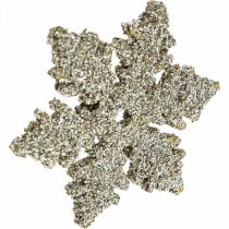 Snowflake wood 4cm light gold with mica 72pcs