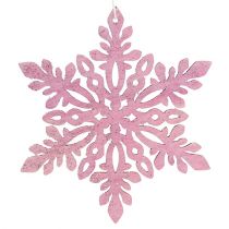 Snowflake wood 8-12cm pink / white 12pcs.