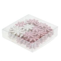 Product Snowflake 4cm pink/white with glitter 72 pcs