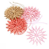 Product Snowflake Wooden Tree Ornaments Orange 10cm 12 Pieces Christmas Decoration
