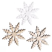 Product Snowflake decoration scatter white natural wood Ø3cm 48 pcs