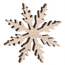 Product Snowflake decoration scatter white natural wood Ø3cm 48 pcs