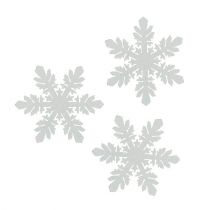 Wooden snowflakes white Ø3.7cm 48pcs