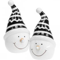 Product Snowman figure decoration ceramic black and white 12.5 cm 3 pieces