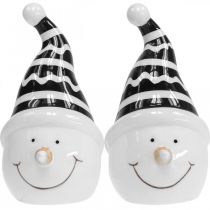 Product Snowman figure decoration ceramic black and white 12.5 cm 3 pieces
