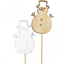 Flower plug Christmas decoration snowman wood 7cm 12pcs