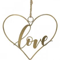 Lettering Love heart deco metal gold to hang up 27cm