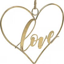 Lettering Love heart deco metal gold to hang up 27cm