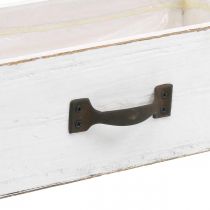 Decorative drawer white plant box wood vintage look 25×13×8cm