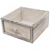 Product Planter wooden drawer antique look cream 24/20/16/12cm set of 4
