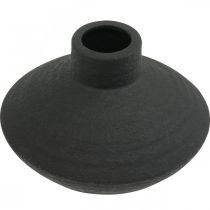 Black ceramic vase decorative vase flat bulbous H10cm