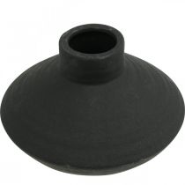 Black ceramic vase decorative vase flat bulbous H12.5cm