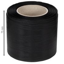 Product Black wreath ribbon 75mm 25m - acetate mourning ribbon for ribbon printing &amp; decoration