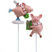 Deco pig Christmas lucky pig flower plug 4pcs