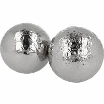 Floating ball flowers silver metal Ø5.5cm assorted 6pcs