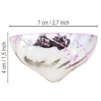 Product Floating bowl tealight holder glass silver purple Ø7cm 3pcs