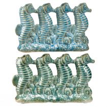Seahorse Ceramic Flower Vase Blue Green L21cm 2pcs