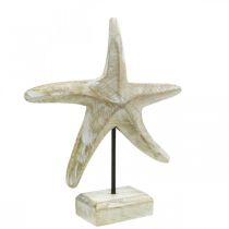 Starfish to place, maritime wood decoration natural color, white H23.5cm