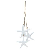 Product Starfish decoration maritime wooden decoration for hanging white with 3 stars 46cm