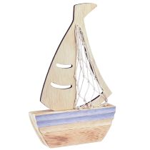 Product Sailboat Decoration Stand Wood Natural Light Blue 25.5×16.5cm 3 pcs