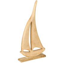 Product Sailboat Wood on Base Natural Table Decoration Maritime H42cm