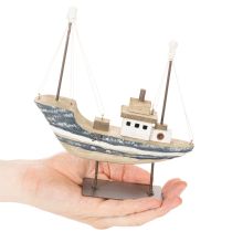 Product Ship decoration, maritime style, wooden with stand, 20cm