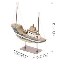 Product Ship decoration, maritime style, wooden with stand, 20cm