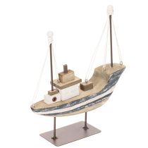 Product Ship decoration, maritime style, wooden with stand, 20cm