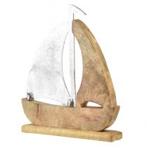 Product Sailing ship decoration natural silver mango wood 25.5x4x28.5cm