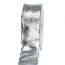 Product Gift ribbon silver with wire edge 40mm 25m